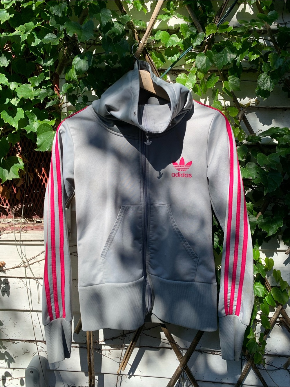 Adidas grey/pink track jacket